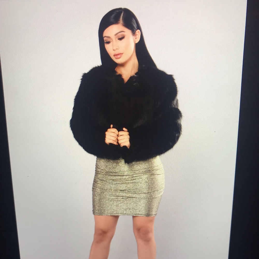 Black faux fur jacket